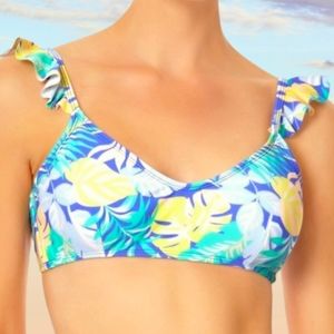 NOBO Pastel Floral Ruffled Bralette Swim Top